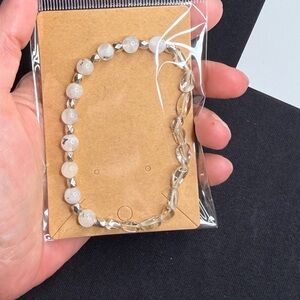 Green amethyst and rainbow moonstone bracelet handmade stretchy